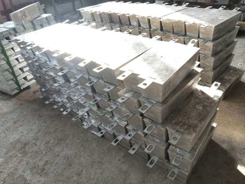 แอโนดสังกะสีแบบ Block และ Slab พร้อมแกนเหล็กสำหรับโครงสร้างในน้ำทะเล